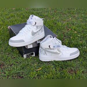 Nike White and Gray High-Top Sneakers